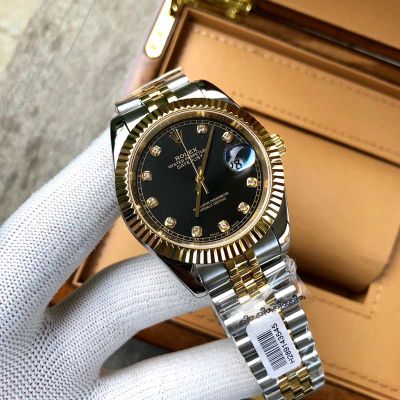 Rolex Stainless Steel Durable Black Gold 41MM Watch